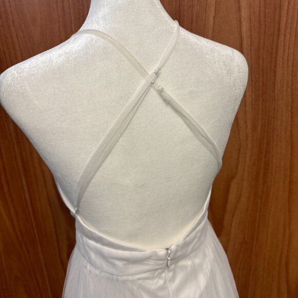 Windsor White Mesh Maxi Dress Criss Cross Back Adjustable Straps S Small - Picture 6 of 10